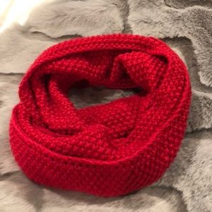 Red sweater infinity scarf
